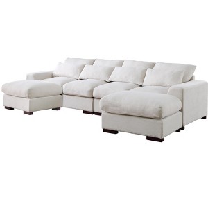 TiramisuBest Dark Gray Linen Blend Sectional Sofa with 2 Ottomans, Modular 3-Piece Sofa Set for Living Room, Lounge, or Family Room - 1 of 4