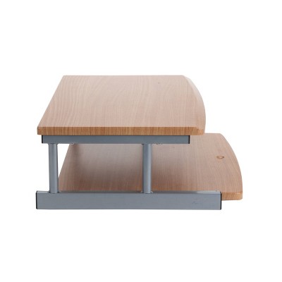Brown MDF and Metal Monitor Stand with Sliding Keyboard Drawer
