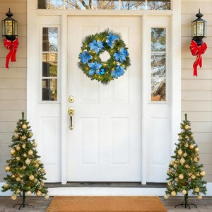 24" Christmas Wreath with Pine Cones , Front Door Christmas Wreath, Winter Christmas Decoration for Window Door Indoor Outdoor - 1 of 4