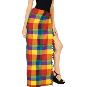 LA LEELA Women's Beachwear Summer Beach Wrap Bikini Wraps Sarong Skirt Swimsuit Swim Cover Ups for Swimwear Coverups Women One Size Multi,Plaid - 1 of 4