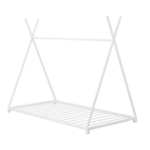 YNXARIA Durable White Metal Twin Platform Bed Frame Featuring Triangular Structure - 1 of 4