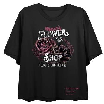 Maria's Flower Shop Women's Black Cropped Tee