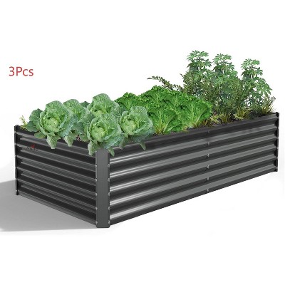Chery Life 6X3X1.5 ft Galvanized Raised Garden Beds Outdoor, Rectangle Large Metal Planter for Planting Vegetables Flowers Herb, Gray