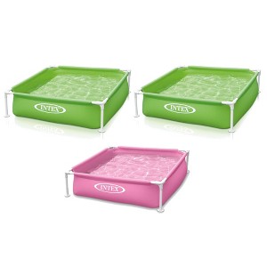 Intex 57172EP 4 Feet x 4 Feet x 12 Inch Mini Frame Above Ground Outdoor Backyard Swimming Pool with Drain Plug and Repair Patch - Colors Vary (3 Pack) - 1 of 4