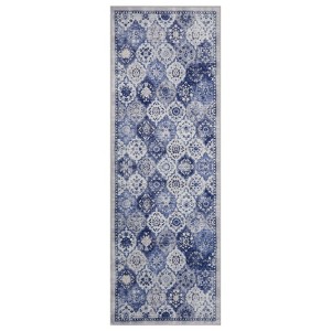 Fulvari Washable Area Rug Vintage Trellis Accent Rug with Non-Slip Backing, Farmhouse Floral Print Indoor Carpet,Bedroom, Kitchen - 1 of 4