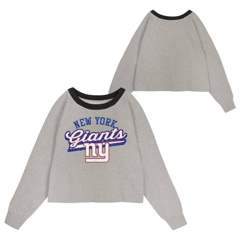 NFL New York Giants Girls' Gray Crew Fleece Hooded Sweatshirt - image 1 of 3