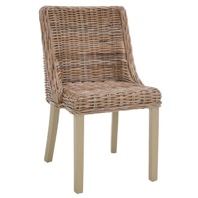 Caprice Gray Rattan and Mahogany Dining Chair Set