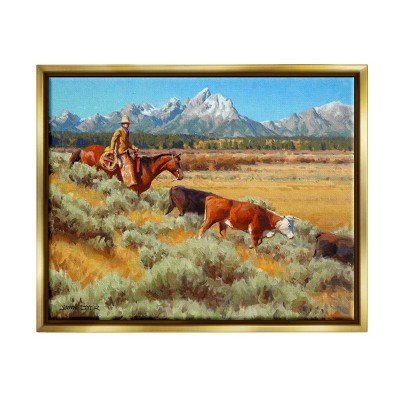 Stupell Industries Western Ranch Horse CattleFloater Canvas Wall Art