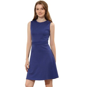 INSPIRE CHIC Women's Plaid Sleeveless Fit A-Line Houndstooth Work Mini Dress - 1 of 4