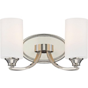 Minka Lavery Modern Wall Light Polished Nickel Hardwired 14" 2-Light Fixture Etched Opal Glass for Bathroom Vanity Living Room - 1 of 3