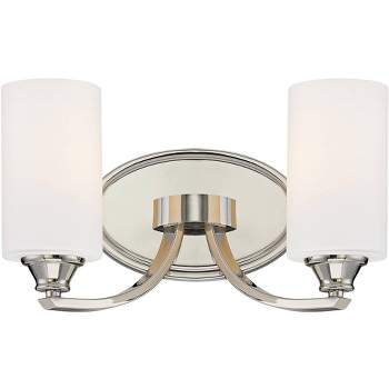 Minka Lavery Modern Wall Light Polished Nickel Hardwired 14" 2-Light Fixture Etched Opal Glass for Bathroom Vanity Living Room