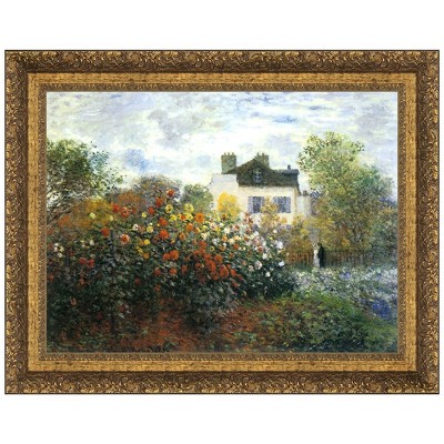 Grande Gold Framed Monet's Garden at Argenteuil Canvas Painting