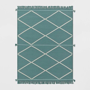 Woven Tapestry with Braid Outdoor Rug - Threshold™ - 1 of 4