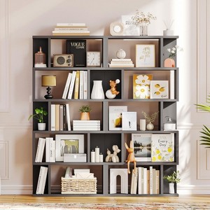 Axoun 5-Tier Geometric Bookshelf, Tall Display Shelf, Freestanding Storage Shelf with Anti-Tipping Device - 1 of 4
