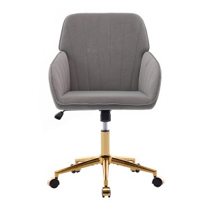 Yinvani Gray Velvet Adjustable Office Chair - 1 of 4