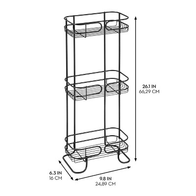 Matte Black Metal Freestanding 3-Tier Bathroom Organizer