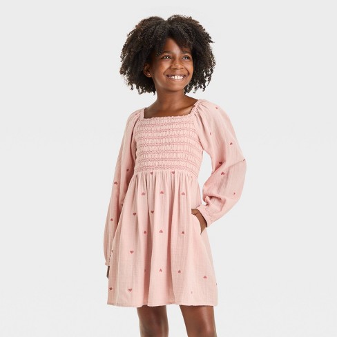 Girls Long Sleeve Woven Dress Cat Jack Target