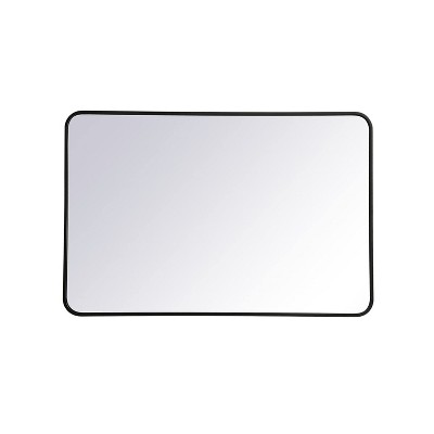Contemporary Frameless Metal Rectangular Mirror 28x42 in Black