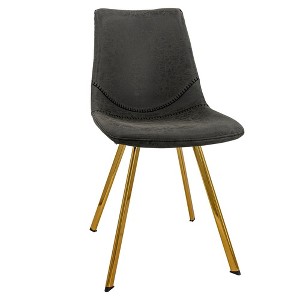 LeisureMod Markley Modern Faux Leather Dining Chair With Gold Legs - 1 of 4