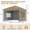 10'x10' Pop Up Canopy Tent, Instant Outdoor Canopy with 3 Sidewall, Portable Sun Shelter - 2 of 4