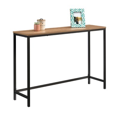 Syemin Console Tables Narrow Sofa Table Behind Couch Farmhouse Console Table Industrial Hallway Accent Table, Brown, 66.14"*14.06"*38.5"