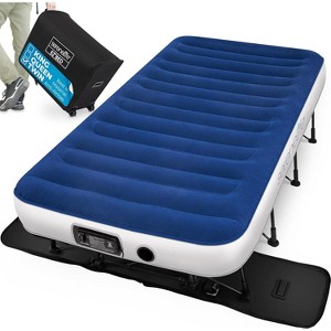 SereneLife EZ Air Mattress with Frame & Rolling Case, Foldable Self-Inflating Air Bed with Built in Pump, Twin - 1 of 4
