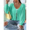 Clearlove Womens Plus Size Lightweight Crochet Cardigan Long Sleeve Open Front Knit Cardigans Sweaters - 2 of 4