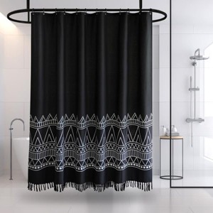 BAGOKIE Shower Curtain Set with 12 Hooks, Washable Fabric Shower Curtain, Rustic Farmhouse Bathroom Shower Curtain, 72x72 Inches - 1 of 4