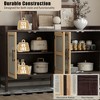 Lyngins Rustic Cane & Wood Sideboard Cabinet, 4-Door Buffet Cabinet with Adjustable Shelves, Versatile Storage Cabinet for Dining Room, Living Room - 4 of 4