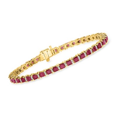 Ross-Simons 9.50 ct. t.w. Ruby Tennis Bracelet With .51 ct. t.w. Diamonds in 18kt Gold Over Sterling