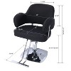 Gulches Black PU 360 Swivel Hydraulic Adjustable Heavy Duty 19 Inch Square Base Wide Seat Salon Styling Chair with Barber Cape Set of 1 - 2 of 4