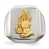 Black Bow Jewelry Men's 20mm Stainless Steel w/14K Gold Accent Praying Hands Ring - 4 of 4