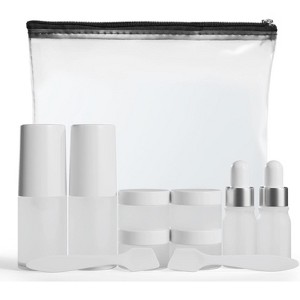 Toiletry Bag Men Compact Travel Size 11 Piece Skincare Containers Set - TSA Approved - 1 of 4