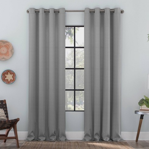 Semi Sheer Grommet Curtain Panel, Black Curtain Panels 96