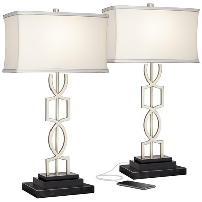 360 Lighting Evan Modern Table Lamps Set Of 2 With Black Risers 28 1/2 ...