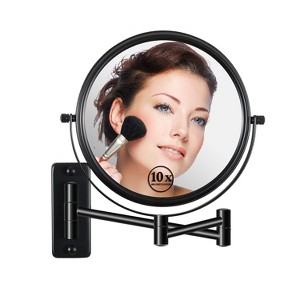 Wall Mounted Magnifying Makeup Mirror with 1X 10X Extendable Arm Double Sided Vanity Mirror - 1 of 4