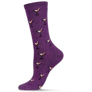 Memoi Women's Soft Martini Cocktails Cashmere Blend Crew Socks - 1 of 4