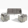 POCASSY 3PCS Patio Furniture Set with Patio Swivel Chairs, All Weather Wicker Rattan Outdoor Conversation Set with Patio Couch Sofa Meatl Swivel Chair - 2 of 4