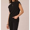 Women's Extended Sleeve Mock Neck Banded Hem Mixed Media Knit Top - Democracy - 4 of 4