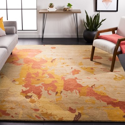 Soho 6' Square Red and Beige Wool Viscose Area Rug
