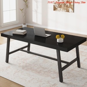 70.87" Industrial Kitchen Dining Table for 6-8 – Rustic Wooden Top with Sturdy Metal Frame, Burlywood - 1 of 4