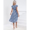 Coolmee Women Summer Boho Floral Casual V Neck Small Flying Sleeve A-Line Maternity Ruffled Midi Dress - 4 of 4