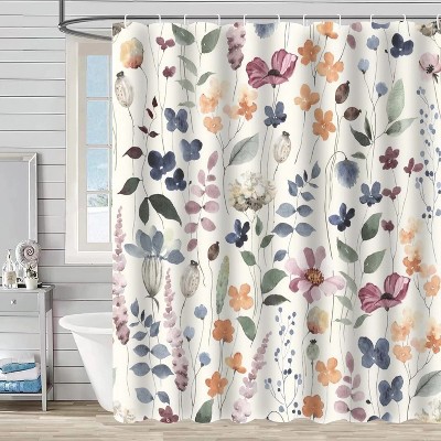 LunaLulinlk Floral Fabric Shower Curtain, Bathroom Shower Curtain Sets
