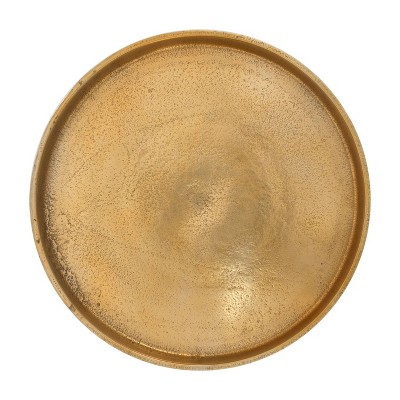 Antique Gold Round Metal Nesting Tables, Set of 2