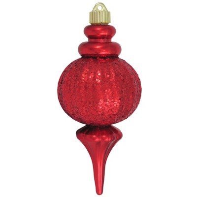 Christmas by Krebs Sonic Red Ripple Ball Finial Shatterproof Glitter Christmas Ornament 8.5" (220mm)