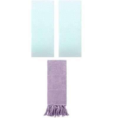 REGALWOVEN 3 Packs Cotton Soft Absorbent Tassels and Waffle Hand Towel