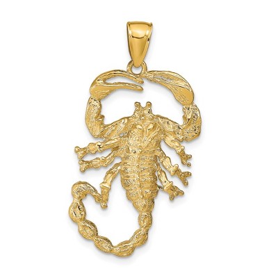 Black Bow Jewelry 14k Yellow Gold Large Textured Scorpion Pendant