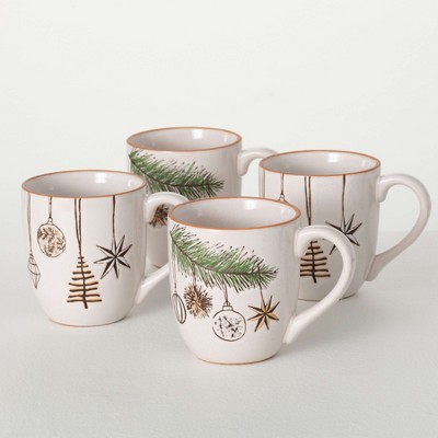 6.5"H Sullivans Christmas Modern White Cozy Mug Set of 4  Multicolor