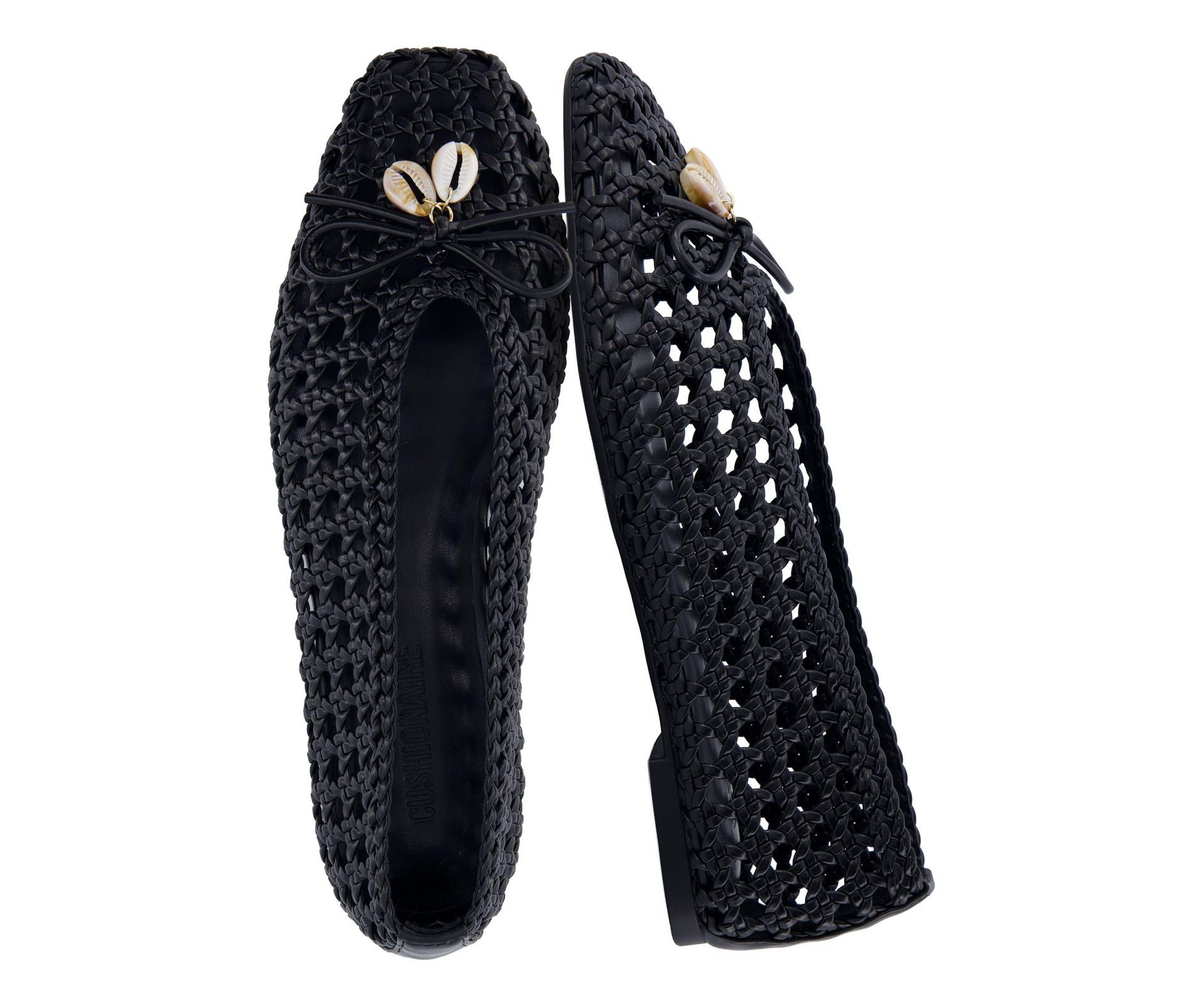 CUSHIONAIRE Witty Hand Woven Ballet Flats for Women, Comfortable Pointed Toe Flat Shoes with Bow Detail and Memory Foam