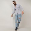 Campus Sutra Men Men's Moon Grey Self-Design Striped Shirt - 3 of 3